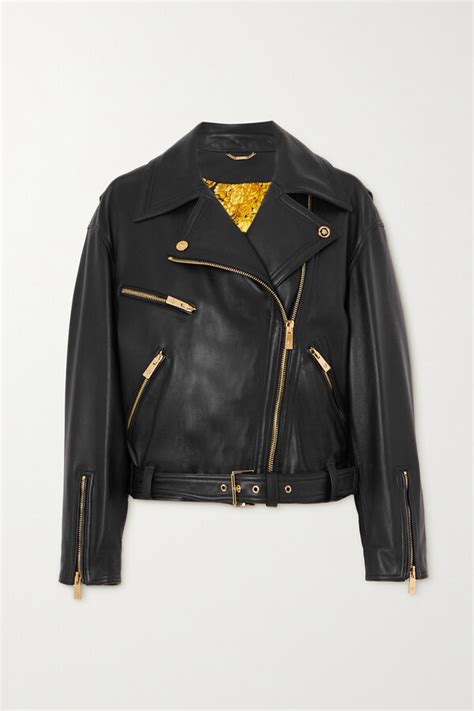 biker versace|VERSACE Icons belted leather biker jacket .